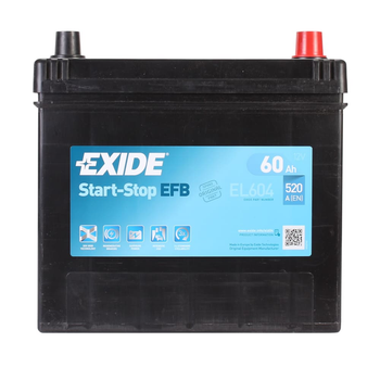 Автомобильный аккумулятор EXIDE EFB 6CT 60Ah Asia R+ EL604