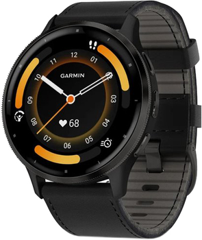 Смарт-часы Garmin Venu 3 Slate Stainless Steel Bezel with Black Case and Leather Band (010-02784-52)