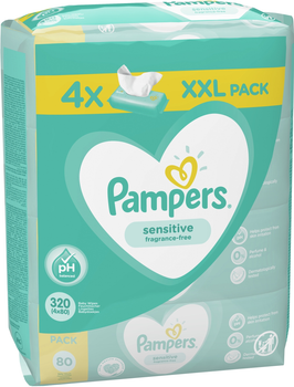 Chusteczki nawilżane Pampers Sensitive Baby Wipes 4 x 80 szt (8001841062754)