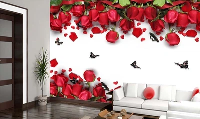 3D Фото Шпалери PHOTODECOR "Троянди з метеликами" 1 кв.м.