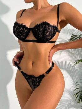 Комплект нижньої білизни з мереживом CindyLove Чорний L