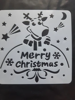 Витинанка новорічна Олень Merry Christmas 15 на 15 см сірий