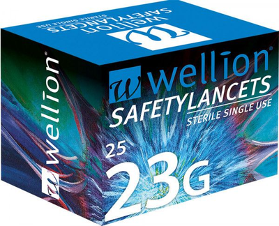 Безпечні одноразові ланцети Wellion 23G (2,2mm) 25 шт