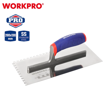 Гладилка зубчаста WORKPRO 6*6 мм, 280×130 мм, нержавіюча сталь, м'яка ручка PRO WP323001