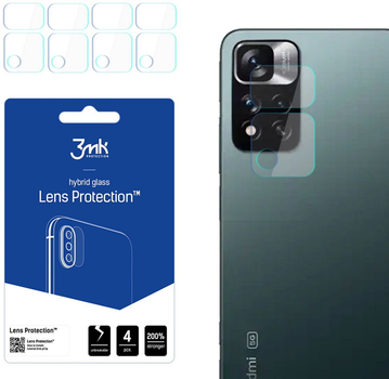 Zestaw szkieł hybrydowych 3MK Lens Protect na aparat Xiaomi Redmi Note 11 Pro+ 5G 4 szt (5903108469548)