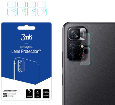 Zestaw szkieł hybrydowych 3MK Lens Protect na aparat Xiaomi Redmi Note 11S 5G/11T 5G 4 szt (5903108489775)