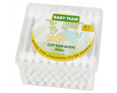 Ватные палочки Baby team с ограничителем 56 шт. с рождения