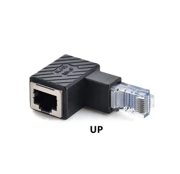 Переходник адаптер соединитель коннектор RJ45 MtoF LAN 90° ВВерх Чорный
