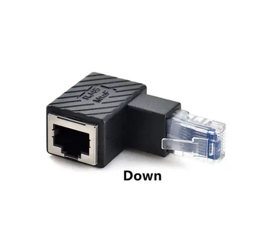 Перехідник адаптер з'єднувач конектор RJ45 MtoF LAN 90° Вниз Чорний