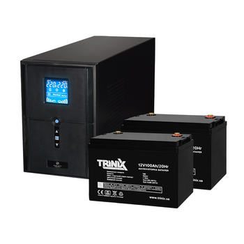Комплект резервного живлення: ДБЖ Kraft PSW2000VA/1600W(LCD)24V UPS + акумулятор Trinix 100 Аг AGM (2 шт.) (42-00063-8)