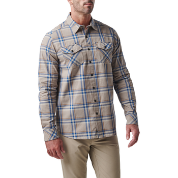 Сорочка тактична 5.11 Tactical Gunner Plaid Long Sleeve Shirt Badlands Tan Plaid M (72530-171)