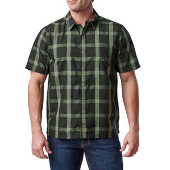 Сорочка тактична 5.11 Tactical Nate Short Sleeve Shirt Black Plaid XL (71217-371)