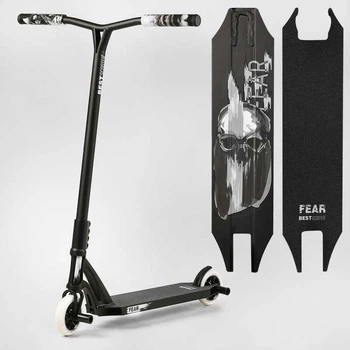 Самокат трюковый с полиуретановыми колесами 115мм (МТ-30377) Best Scooter "FEAR" SCS-система, ПЕГИ алюминиевый диск и дека