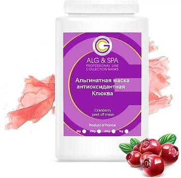 Альгинатная маска антиоксидантная с клюквой - ALG & SPA Professional Line Collection Masks Cranberry Peel Off Mask 25g (985199-1277808-2)