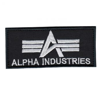 Шеврон патч на липучці Альфа Alfa Industries, на чорному фоні, 5*10см.