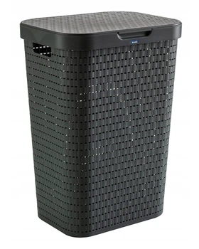 Корзина для белья с крышкой Rotho Country 55l серый