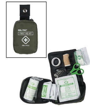 Аптечка тактична туристична Mil-Tec Першої допомоги Із кріпленням Pack Mini Олива (16025800) M-T