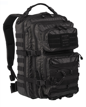 Рюкзак сумка Mil-Tec 36 л Чорний M-T 100% поліестр вкритий поліуретаном водонепроникний з ручкою для перенесення дволямковий з базою для системи Molle