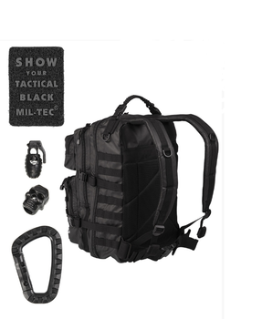 Рюкзак сумка Mil-Tec 36 л Черный M-T 100% полиэстр покрытый полиуретаном водонепроницаемый с ручкой для переноса двухлямковый с базой для системы Molle