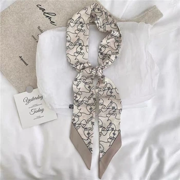 Хустинка-стрічка твіллі платок для волосся на шию на руку на сумку Honey Fashion Accessories сірий (12-74)