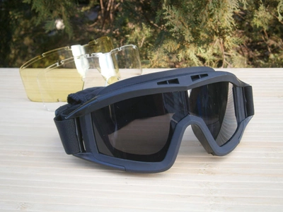 Захисні тактичні окуляри-маска Тactic Black зі змінним склом