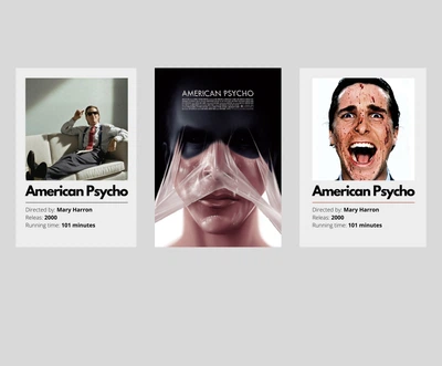 Набір постерів фільму American Psycho / Американський психопат / Крістіан Бейл / Патрік Бейтман