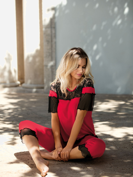 Piżama (bluza + bryczesy) DKaren Set Manuela XL Red (5903251371859)