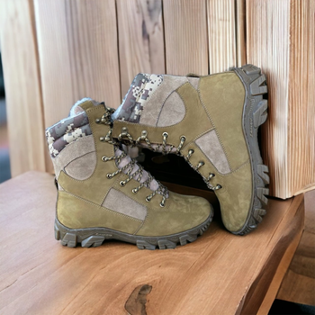 Берці черевики теплі Зима до - 25 Койот натуральна гідрофобна шкіра + натуральна шерсть посилена п'ята та носок 47