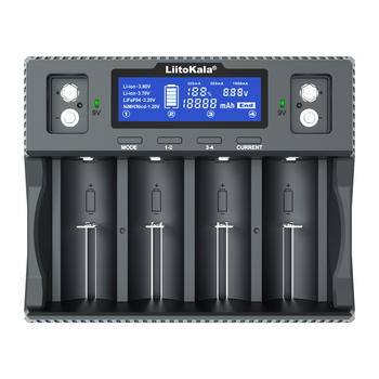 Універсальне ЗУ Liitokala Lii-D4XL, 4+2 каналів, Ni-Mh/Li-ion/LiFePo4/крона, 220V/12V, LED+LCD, Box