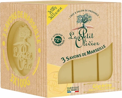 Марсельское мыло Глицерин Le Petit Olivier Vegetal Oils Soap Marseilles Glycerin 3x100g (235745-977748-2)