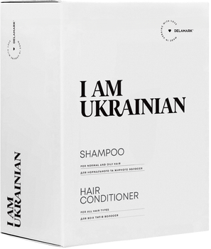Подарунковий набір DeLaMark I am Ukrainian Шампунь універсальний для нормального та жирного волосся 500 мл + Кондиціонер для всіх типів волосся 500 мл (4820152333469)