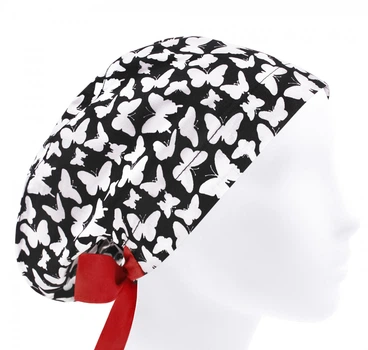 Медицинская шапочка женская HeadwearUniverse универсальная принт Белые бабочки