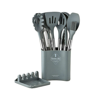 Набор силиконовой посуды Kitchen Set из 13 предметов. Cерый