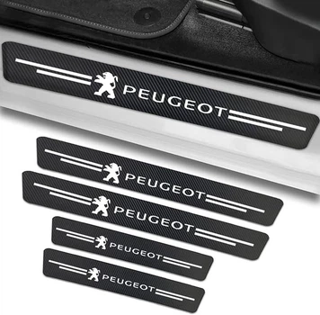 Защитная пленка для порогов с логотипом PEUGEOT (комплект 4шт.) Carbon