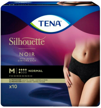 Pieluchomajtki Tena Silhouette Normal Black M 10 Uds (7322541056579)