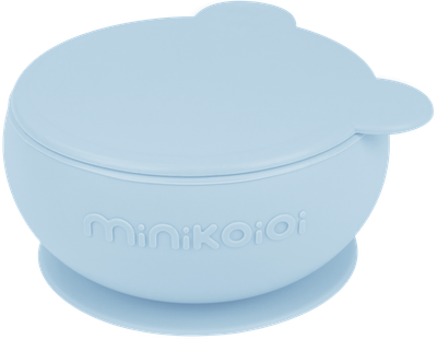 Глибока тарілка з кришкою на присосці MinikOiOi Bowly Mineral Blue (101080003)