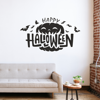 Наклейка Хэллоуин для стен и окон Happy Halloween Тыква 1000*560мм Happy Pocket самоклеющаяся декор матовая Черный (HP-018L-070M)