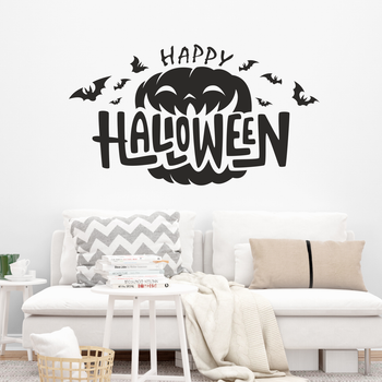 Наклейка на стіну Happy Halloween Гарбуз 64х36 см Happy Pocket (декор на хелловін самоклеючий) матовий Чорний (HP-018M-070M)