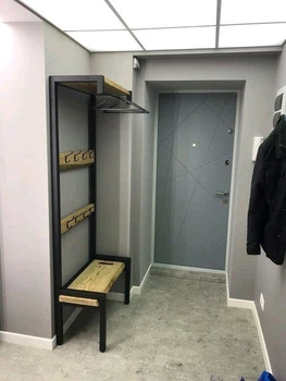 Дизайнерська Підлогова вішалка в стилі Loft Design 120x30x200h Чорний/Дерево ATL946