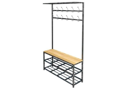 Дизайнерская Напольная вешалка в стиле Loft Design 110x30x180h Серый/Дерево ATL119