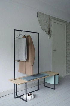 Дизайнерська Підлогова вішалка в стилі Loft Design 160x40x160h Чорний/Дерево ATL370