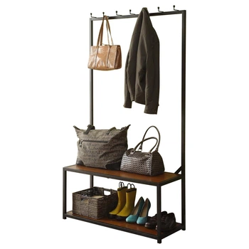 Дизайнерская Напольная вешалка в стиле Loft Design 100x30x180h Черный/Дерево ATL084