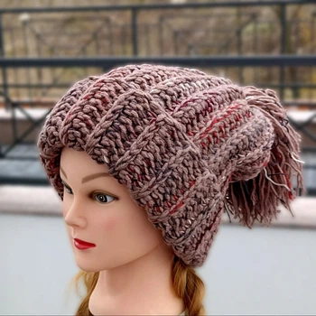 Женская вязаная шапка с отворотом - HandMade made in PRIGRIZ