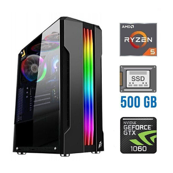Игровой ПК Tower / AMD Ryzen 5 3600 (6 (12) ядер по 3.6 - 4.2 GHz) NEW / 16 GB DDR4 NEW / 500 GB SSD NEW / nVidia GeForce GTX 1060, 3 GB GDDR5, 192-bit б/у