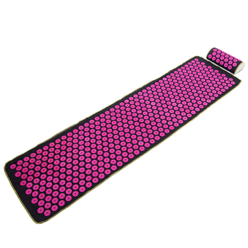 Масажний килимок Аплікатор Кузнєцова + валик масажер для спини/шиї/ніг/стоп/голови/тіла OSPORT (n-0009) Чорно-рожевий