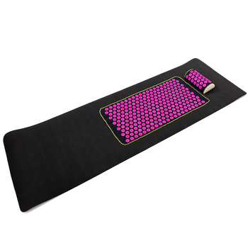 Набір для йоги 3в1 Килимок для йоги + Масажний килимок Аплікатор Кузнєцова + валик OSPORT Set 31 (n-0062) Чорно-рожевий