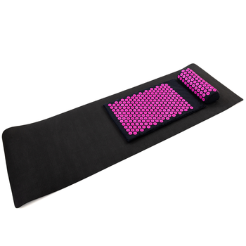 Набір для йоги 3в1 Килимок для йоги + Масажний килимок Аплікатор Кузнєцова + валик OSPORT Set 33 (n-0064) Чорно-рожевий