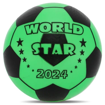 М'яч гумовий SP-Sport FB-8575 WORLD STAR 23см чорний-зелений
