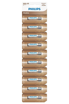 Алкалиновые батарейки Philips Entry Alkaline напряжение 1.5В AAA 10 шт (LR03AL10S/10)