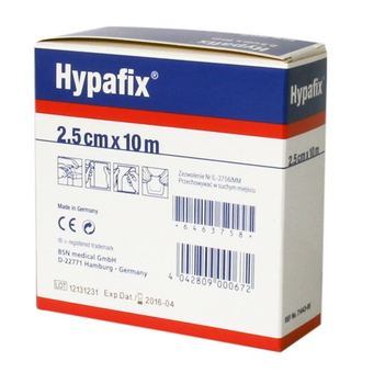 Лейкопалстир BSN Medical Hypafix Gasa Adhesiva 2.5 x 10 см (4042809000672)